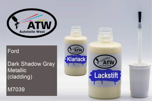 Ford, Dark Shadow Gray Metallic (cladding), M7039: 20ml Lackstift + 20ml Klarlack - Set, von ATW Autoteile West.